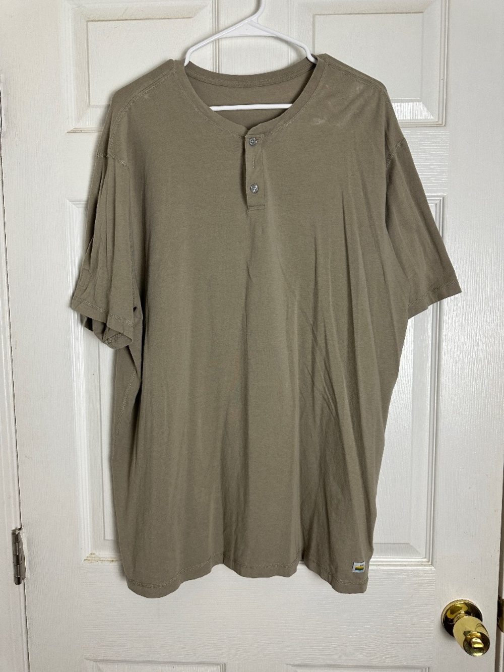 Vuori Tan Beige Athletic Short Sleeve Button Henley Top Men Size 2XL